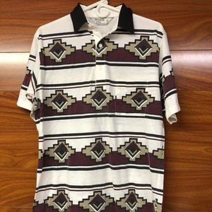Prairie Fire Men's Medium Short Sleeve Polo Southern Or Western Vintage
